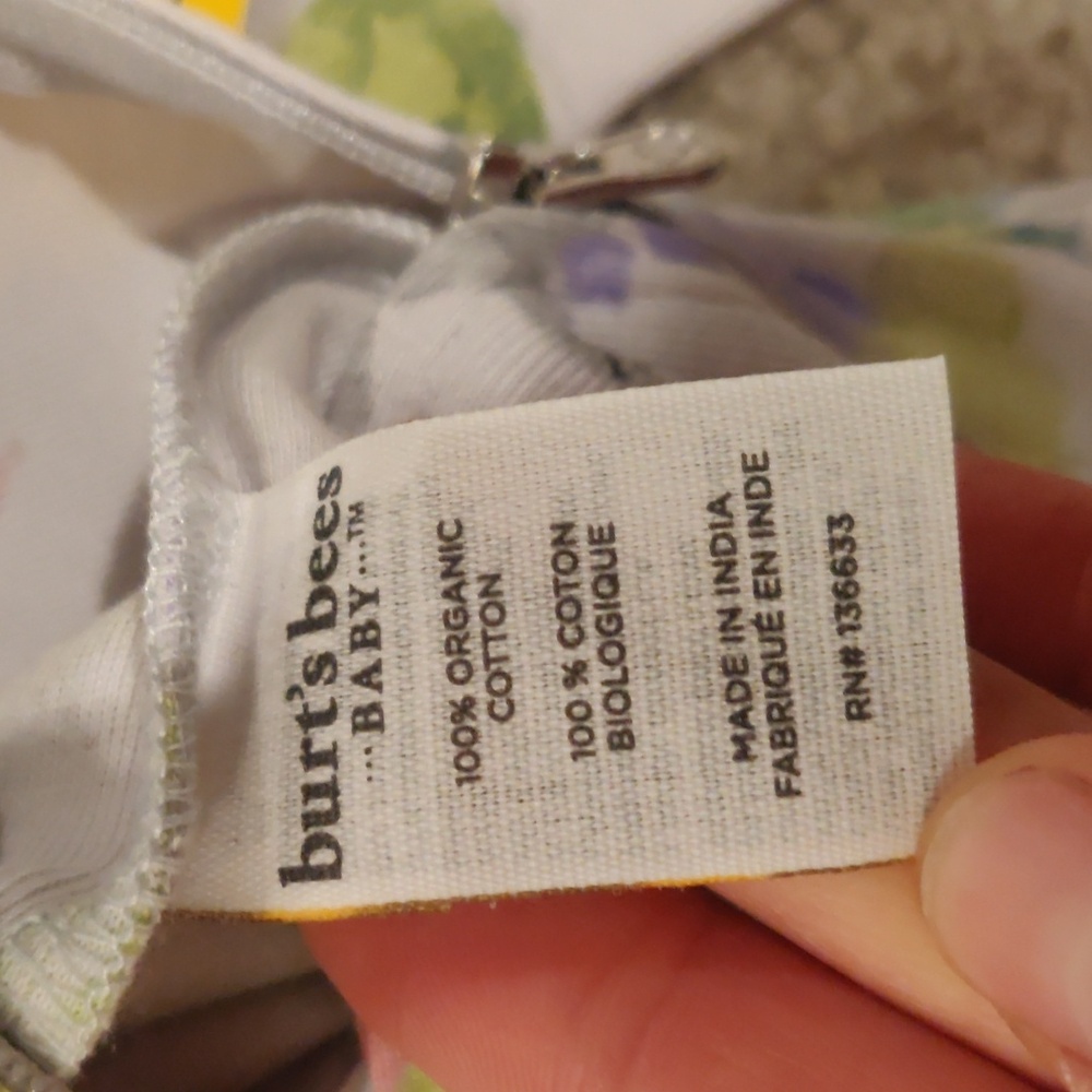 New! Burt's Bees Baby Girl Footless 3 Piece Zipper Pajamas Set Organic Cotton - Picture 8 of 14